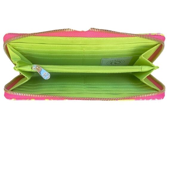 Spartina 449 Retreat Pink & Green Elephant Print Wallet EUC - Picture 2 of 4